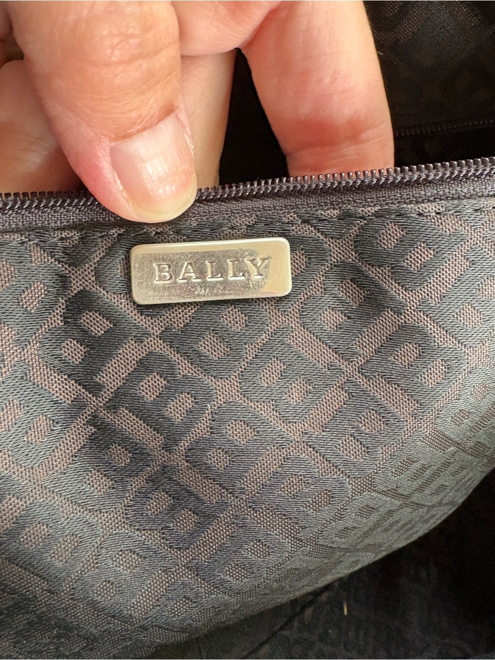 VINTAGE BALLY Black Quilted Nylon Satchel Top Handle Shoulder Bag Leather Trim - Picture 11 of 16